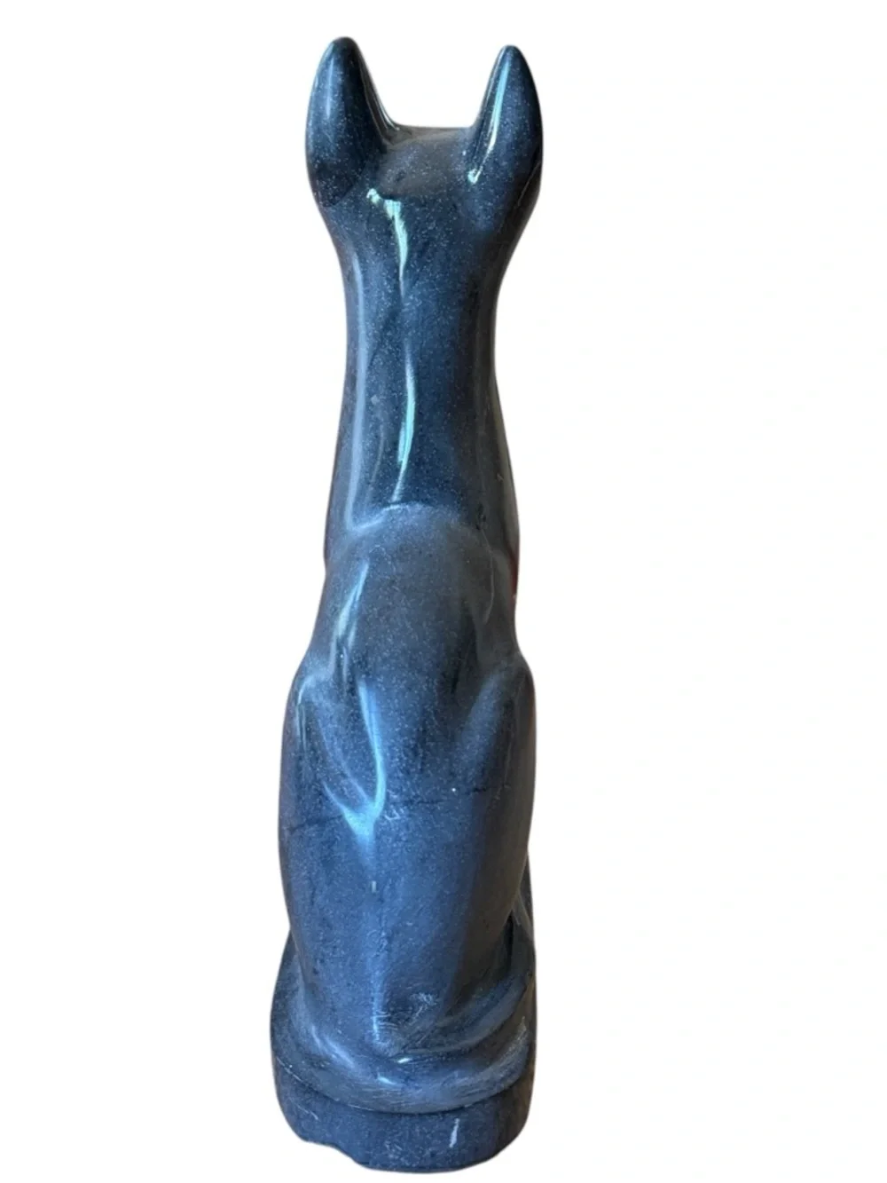 Vintage Carved Bonded Stone Egyptian Goddess Seated Bastet Cat Gray